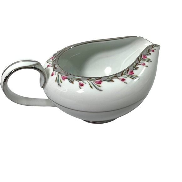 Vintage Noritake Petite 5507 Porcelain China Sugar Bowl‎ & Creamer Gray Pink - Picture 6 of 12